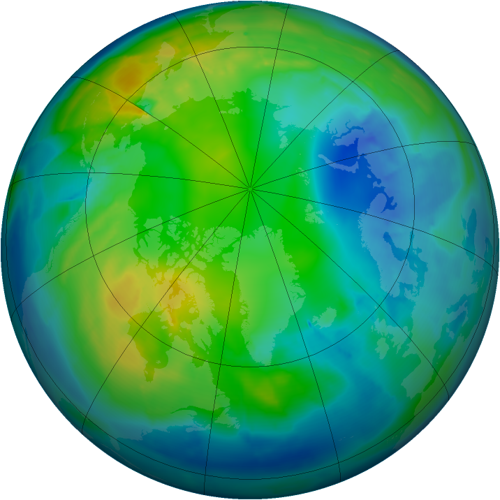 Arctic ozone map for 09 November 2014